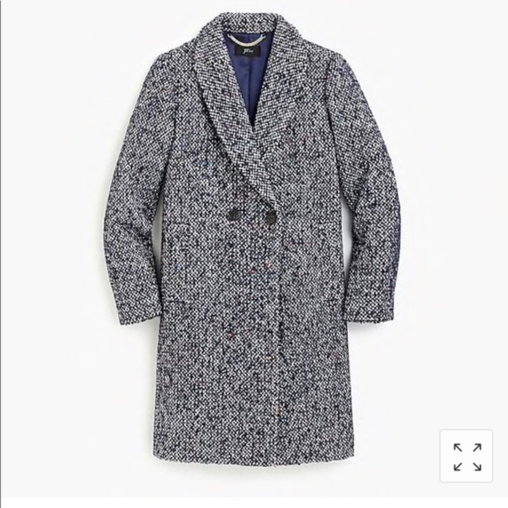NEW! J Crew Navy Daphne Top Coat in Italian Tweed